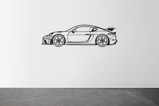 718 Cayman GT4 RS - Side View - Metal Wall Art