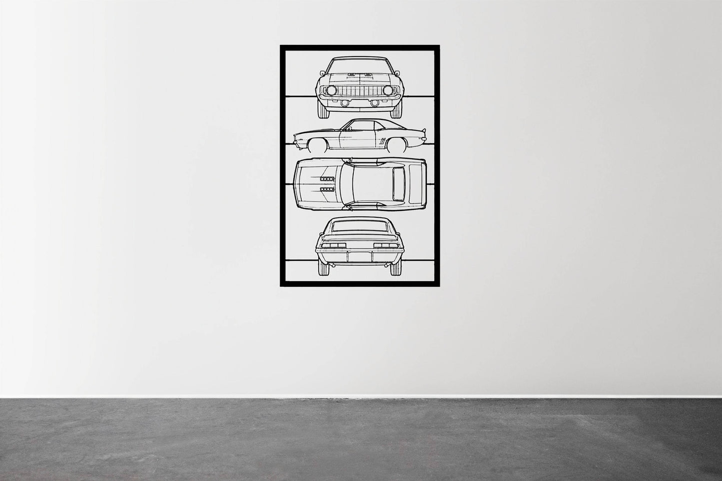 Camaro SS 1969 Frame Silhouette - Metal Wall Art - Metal Art