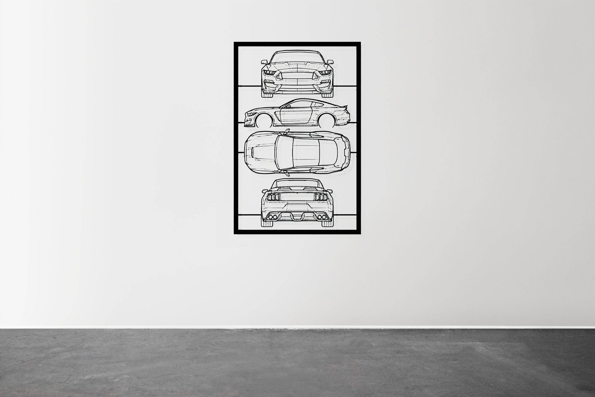 Mustang Shelby GT350 Frame Silhouette - Metal Wall Art - Metal Art