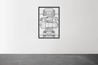 Mustang Shelby GT350 Frame Silhouette - Metal Wall Art - Metal Art