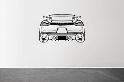 718 Cayman GT4 RS Rear View - Metal Wall Art - Metal Art