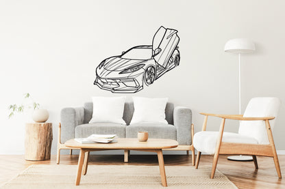Corvette C8 Angle - Metal Wall Art