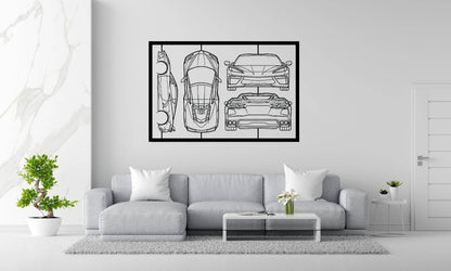 Corvette C8 Frame Silhouette - Metal Wall Art - Metal Art