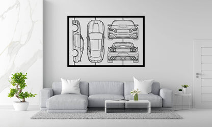 Mustang Shelby GT350 Frame Silhouette - Metal Wall Art - Metal Art