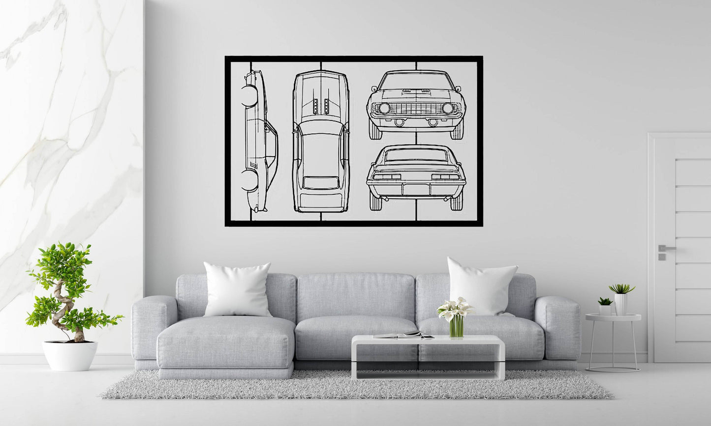 Camaro SS 1969 Frame Silhouette - Metal Wall Art - Metal Art