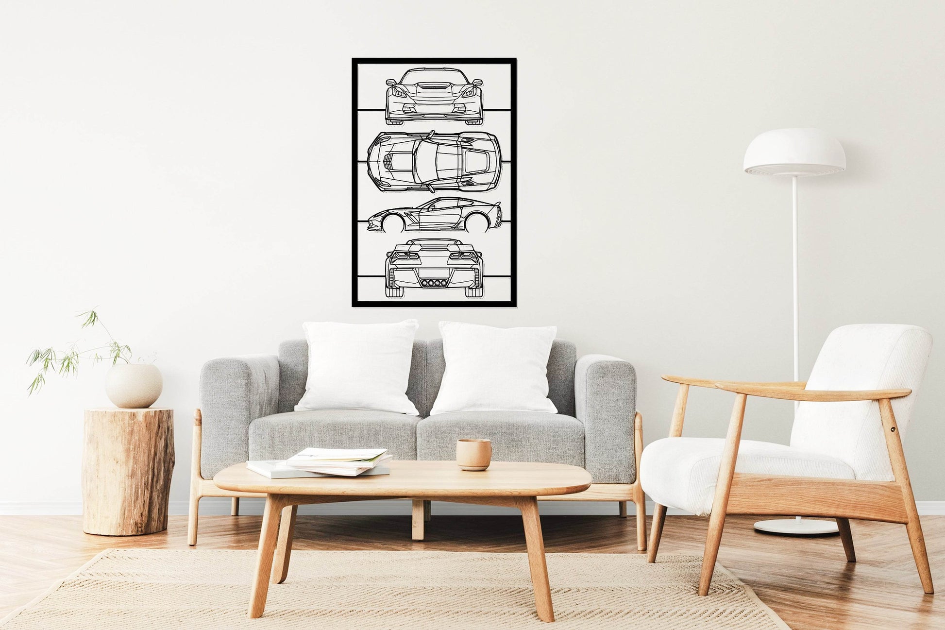 Corvette C7 Frame Silhouette - Metal Wall Art - Metal Art