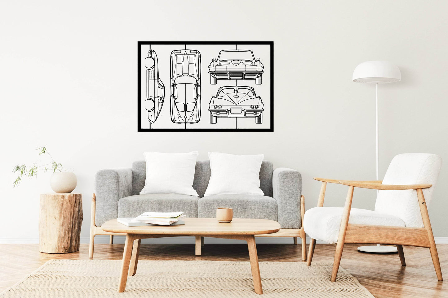 Corvette C2 1963 Frame Silhouette - Metal Wall Art - Metal Art