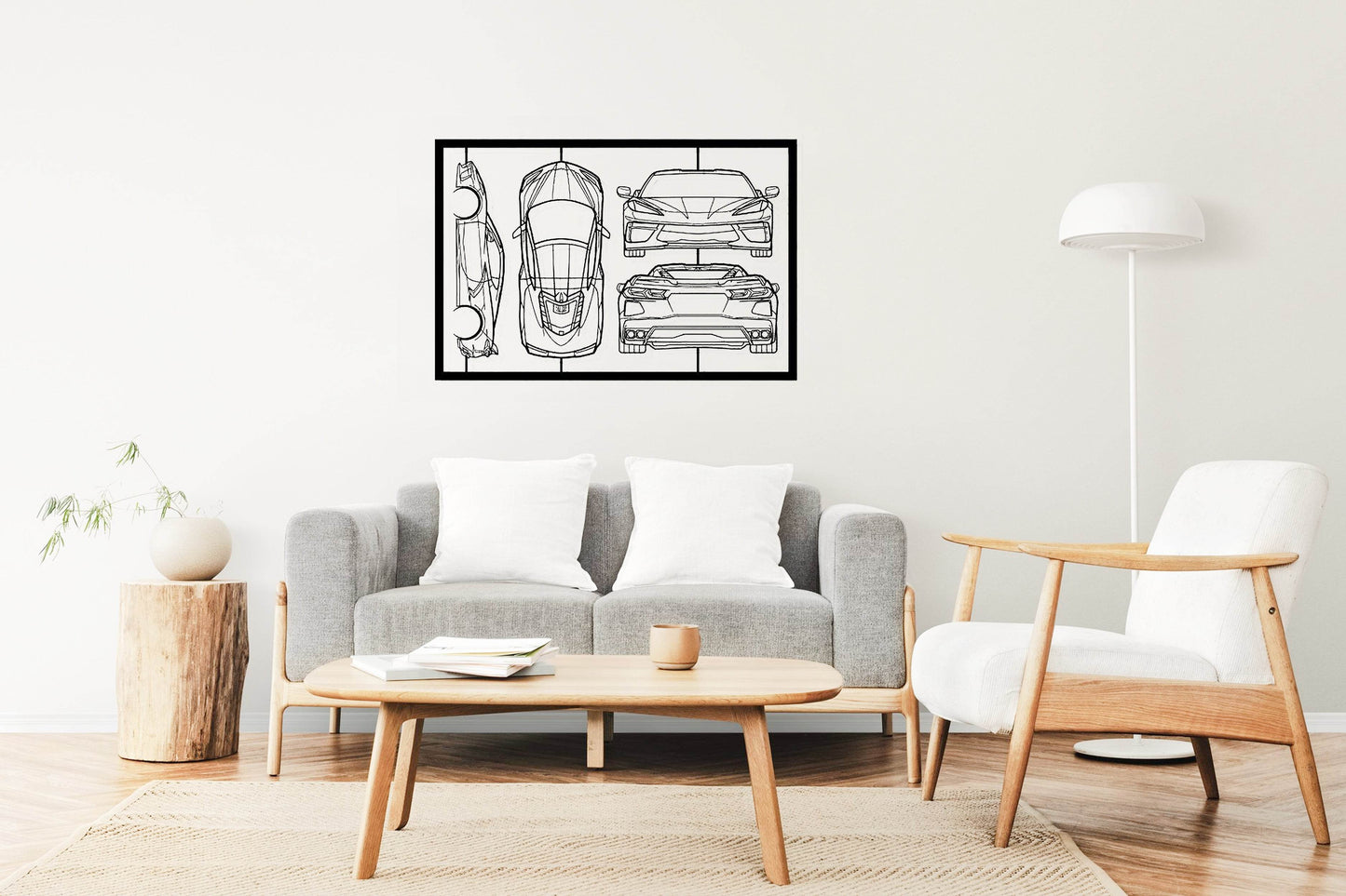 Corvette C8 Frame Silhouette - Metal Wall Art - Metal Art