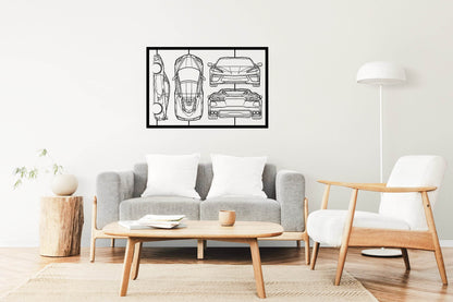 Corvette C8 Frame Silhouette - Metal Wall Art - Metal Art