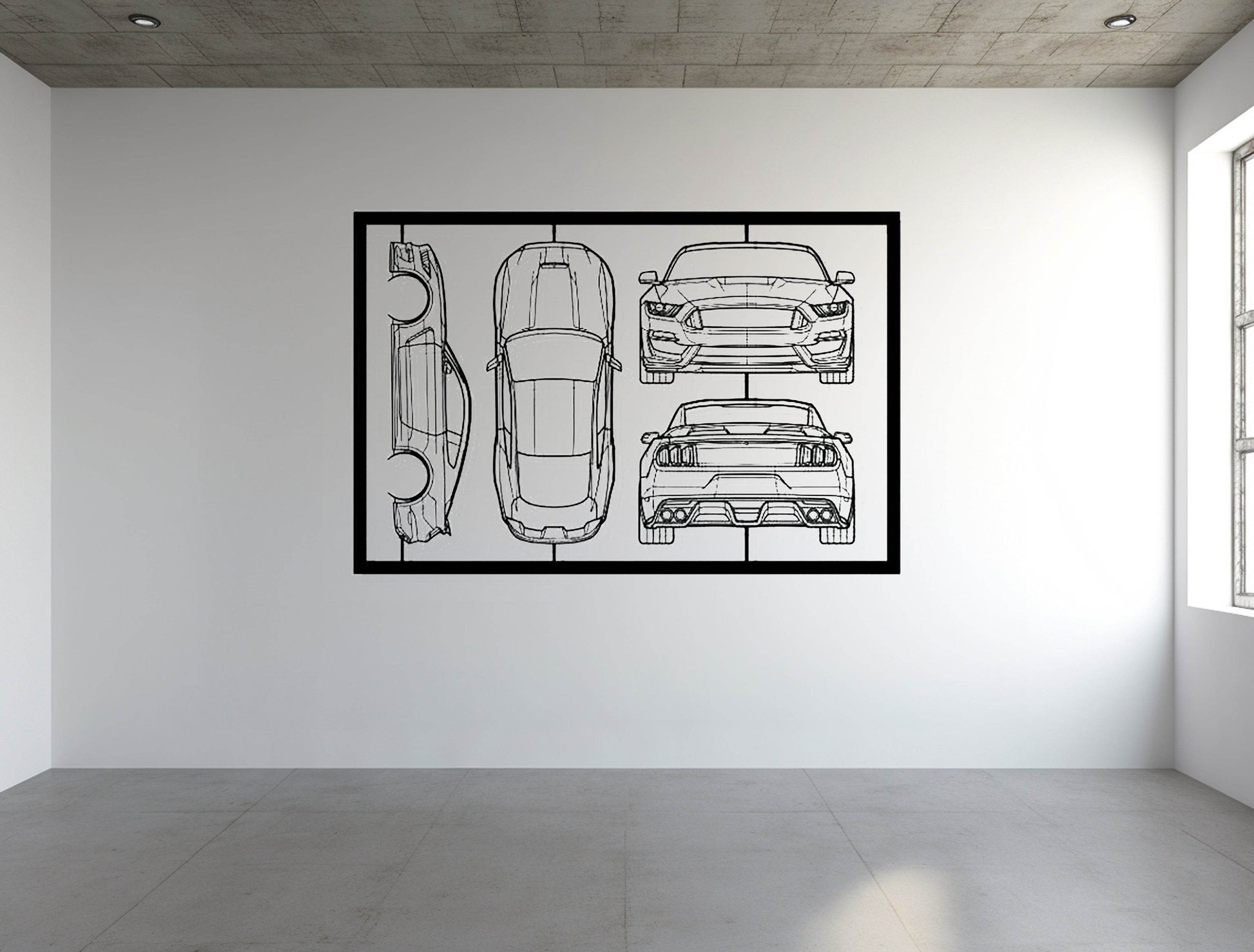 Mustang Shelby GT350 Frame Silhouette - Metal Wall Art - Metal Art