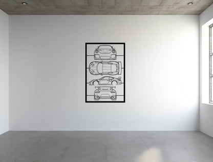 991 GT2 RS Frame Silhouette - Metal Wall Art - Metal Art