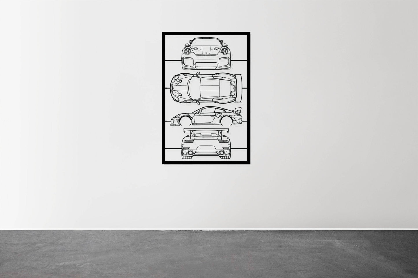 991 GT2 RS Frame Silhouette - Metal Wall Art - Metal Art