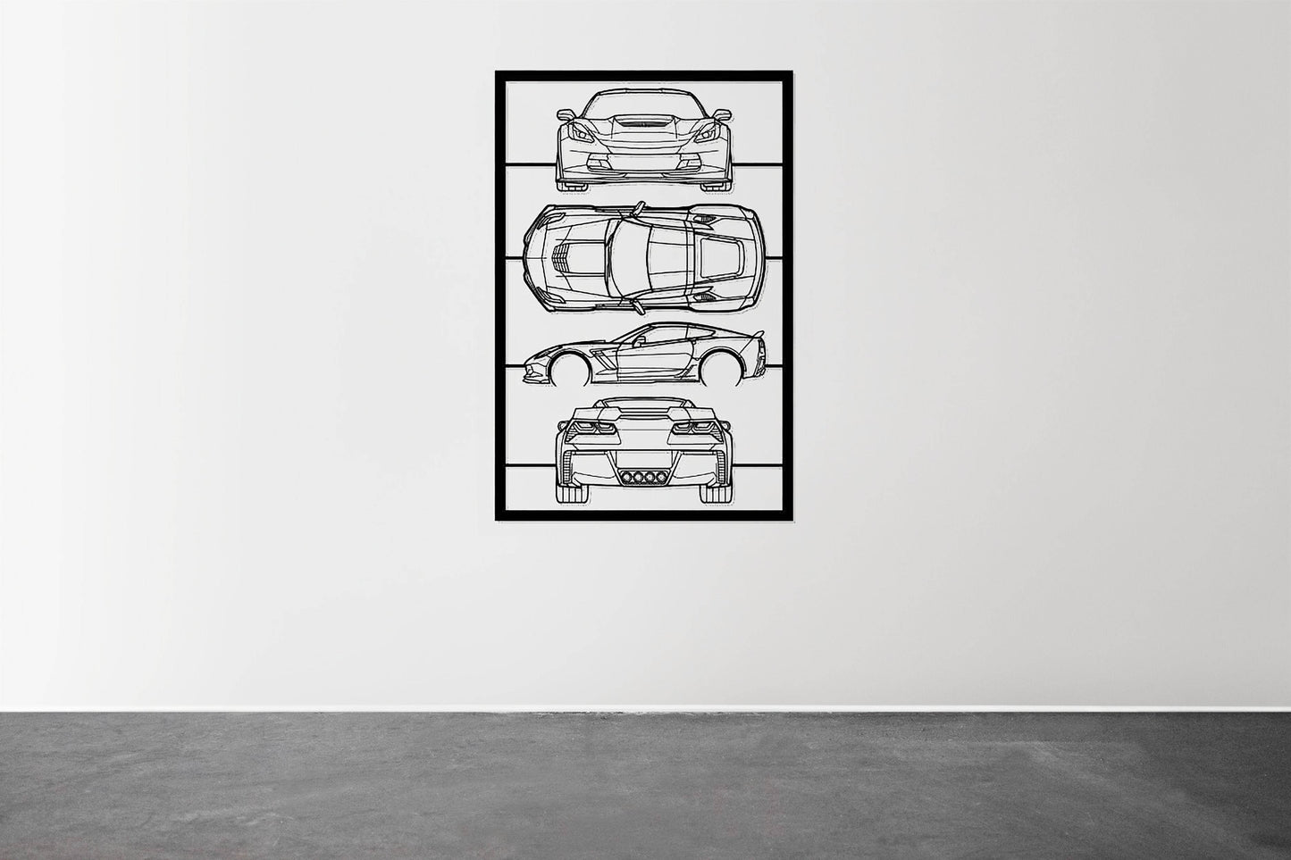 Corvette C7 Frame Silhouette - Metal Wall Art - Metal Art