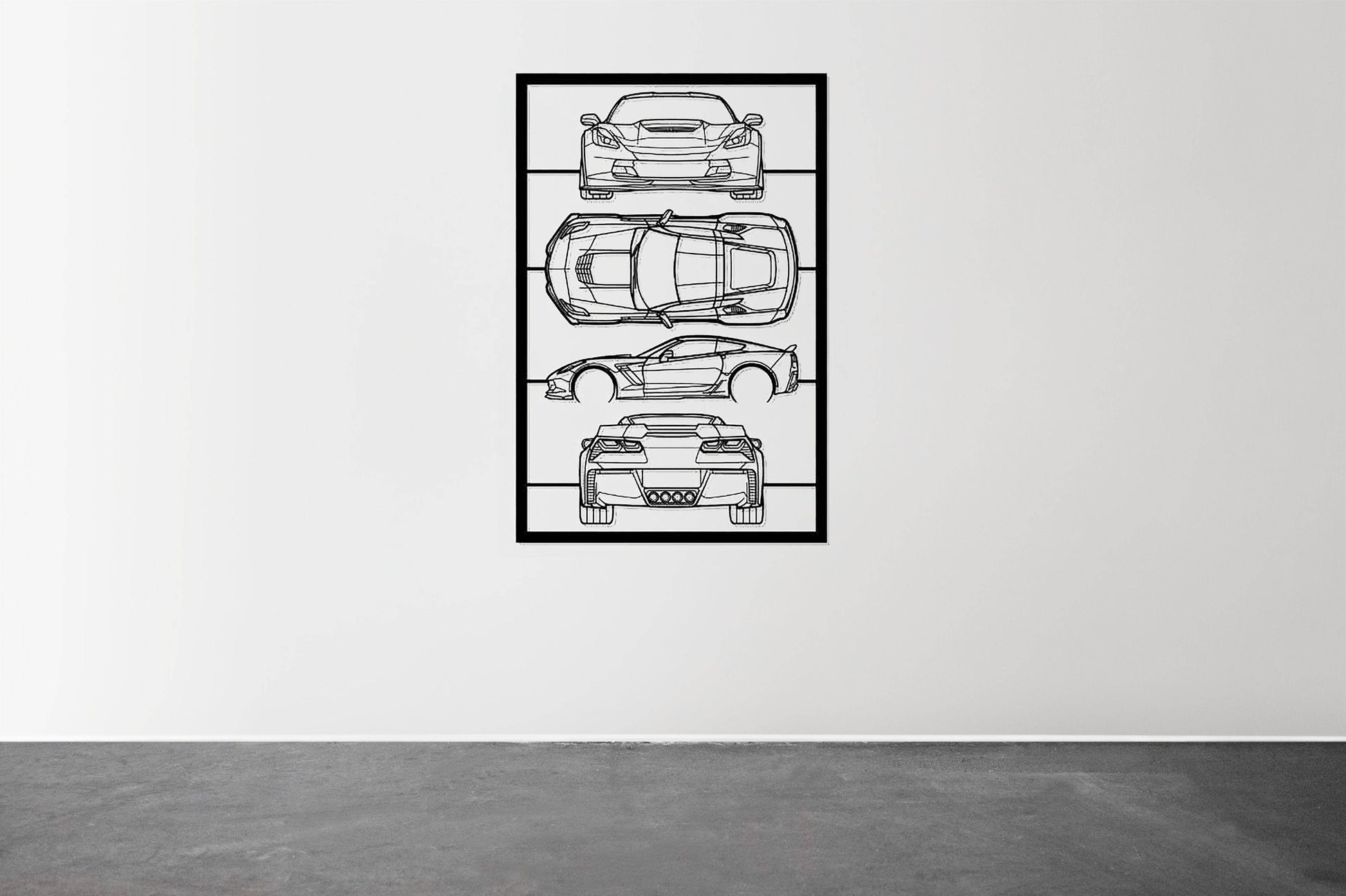 Corvette C7 Frame Silhouette - Metal Wall Art - Metal Art