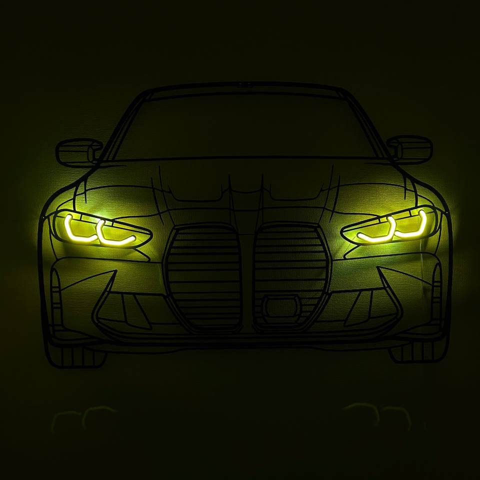M3 G80 Front— Neon LED Metal Wall Art - Metal Art