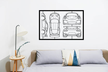 991 GT2 RS Frame Silhouette - Metal Wall Art - Metal Art