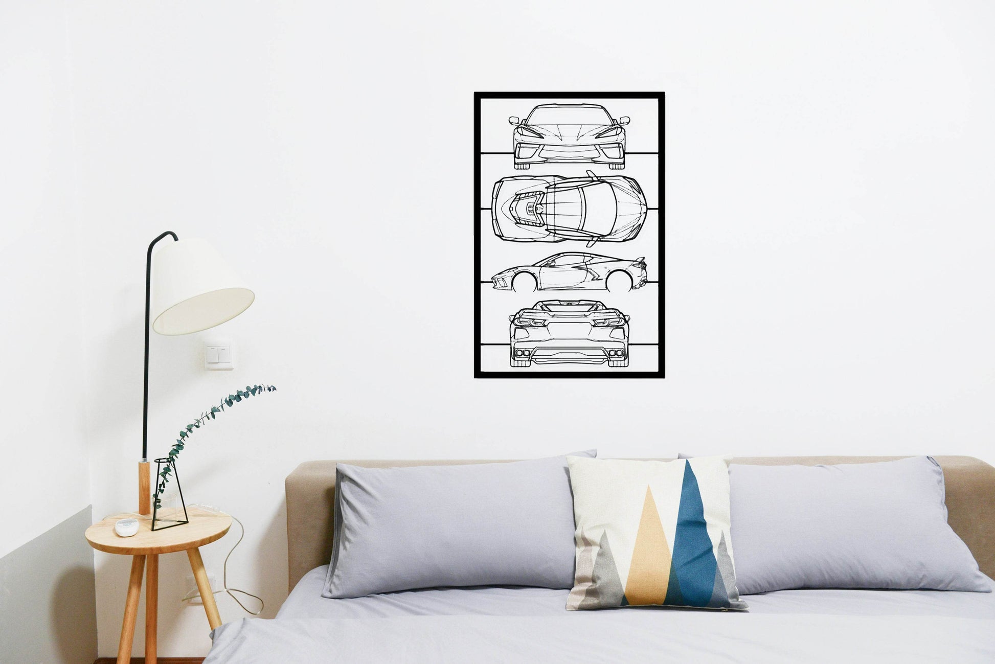 Corvette C8 Frame Silhouette - Metal Wall Art - Metal Art