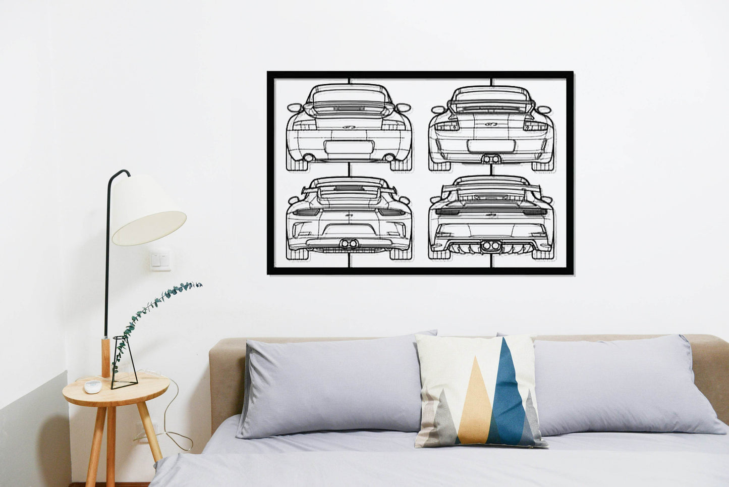 911 GT3 Mix Back Frame Silhouette - Metal Wall Art - Metal Art
