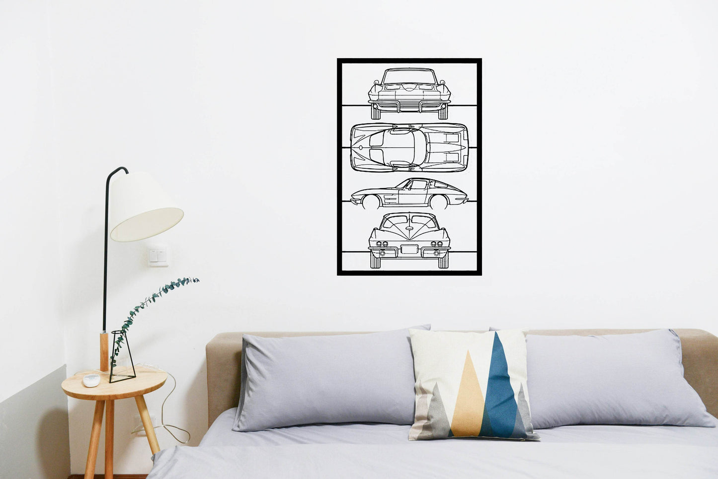Corvette C2 1963 Frame Silhouette - Metal Wall Art - Metal Art