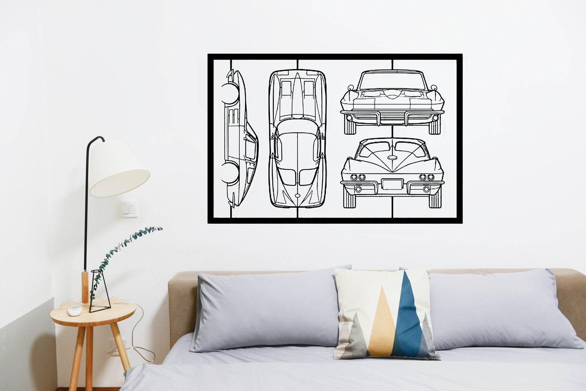 Corvette C2 1963 Frame Silhouette - Metal Wall Art - Metal Art