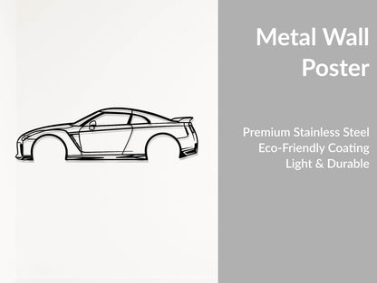 GT-R R35 - Side View - Metal Wall Art - Metal Art