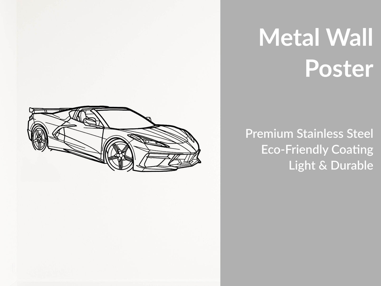 Corvette C8 HTC Angle - Metal Wall Art - Metal Art