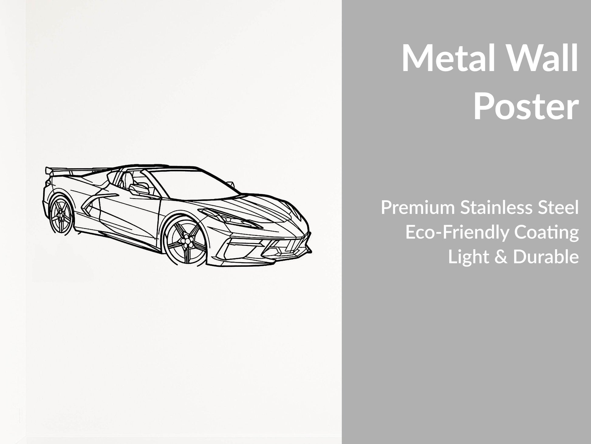 Corvette C8 HTC Angle - Metal Wall Art - Metal Art