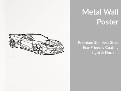 Corvette C8 HTC Angle - Metal Wall Art - Metal Art