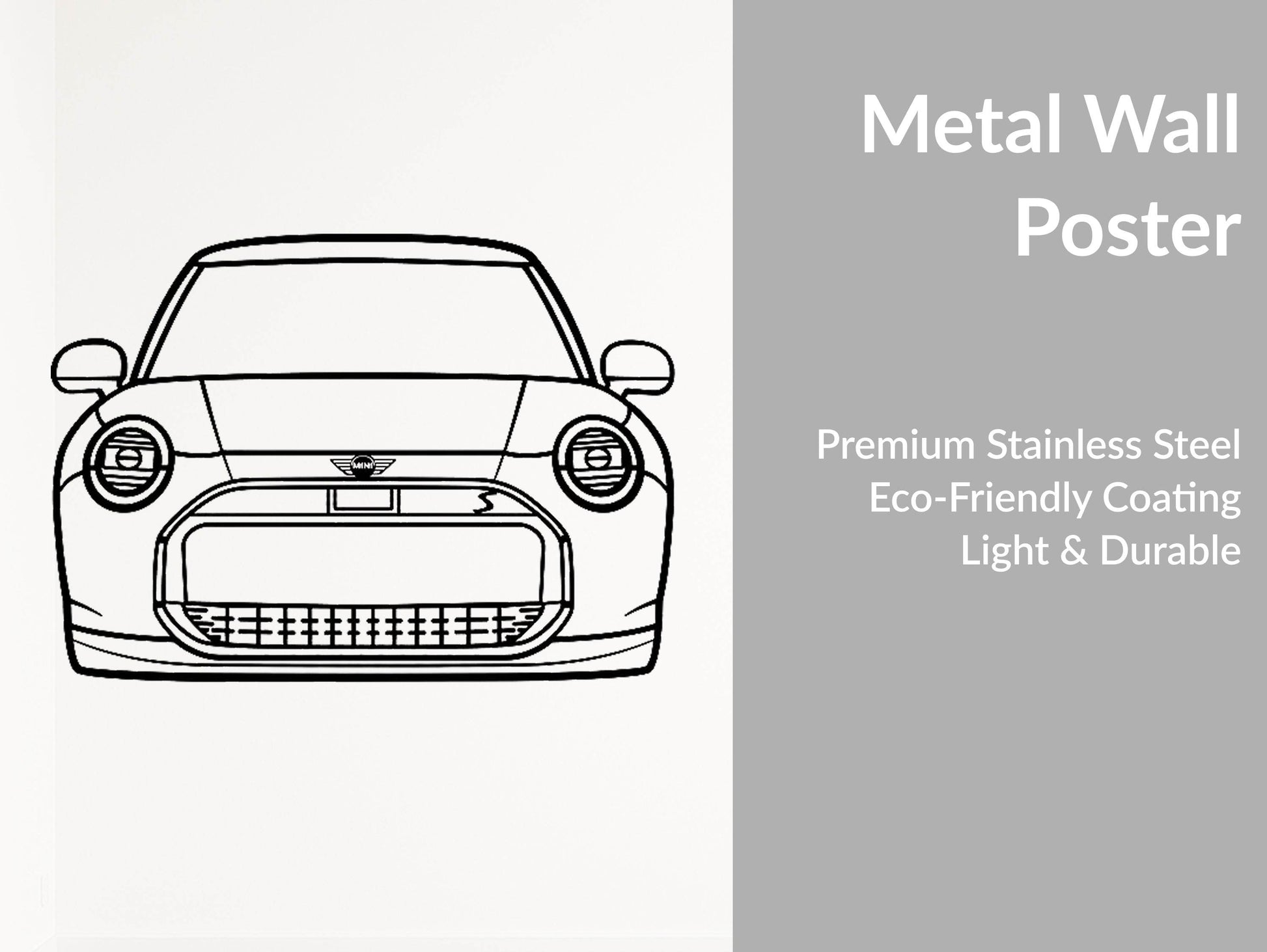 Cooper EV Front View - Metal Wall Art - Metal Art