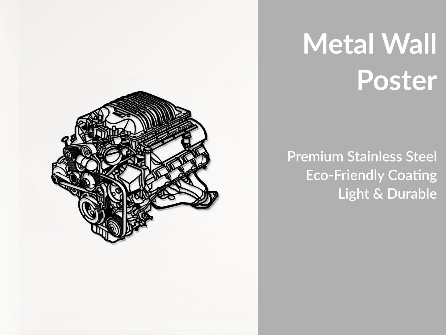 Challenger HEMI Metal Engine Block - Metal Wall Art - Metal Art
