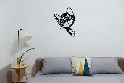 Cat Peeking Wall Art - Metal Art