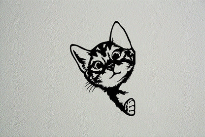 Cat Peeking Wall Art - Metal Art