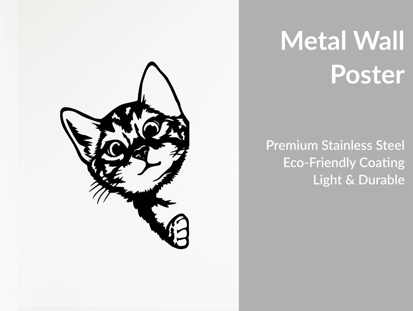 Cat Peeking Wall Art - Metal Art