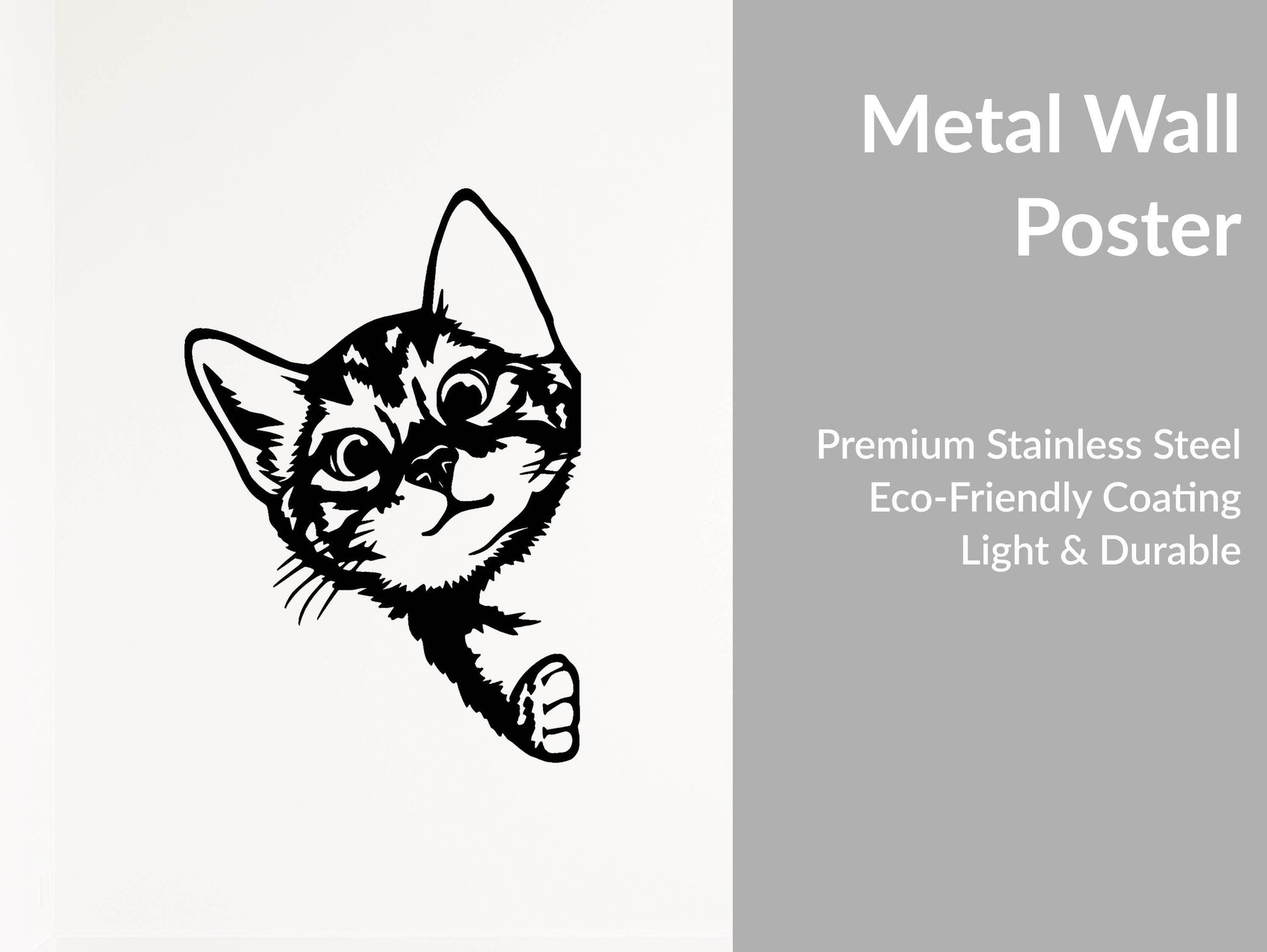 Cat Peeking Wall Art - Metal Art