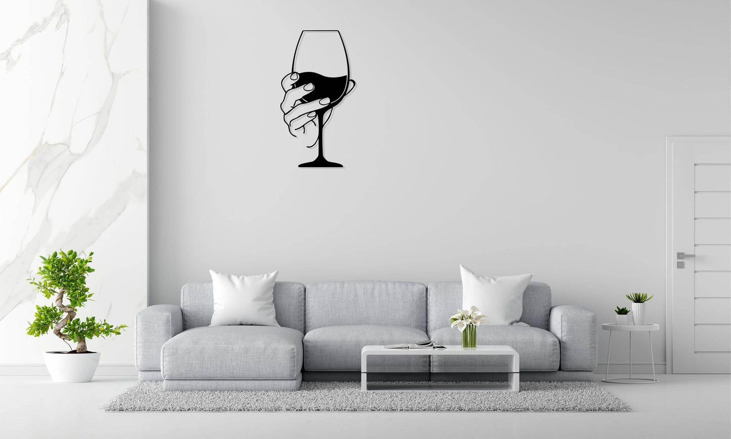 Wine Glass Metal Wall Decor - Metal Art