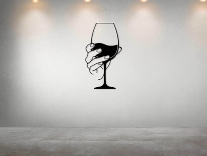 Wine Glass Metal Wall Decor - Metal Art
