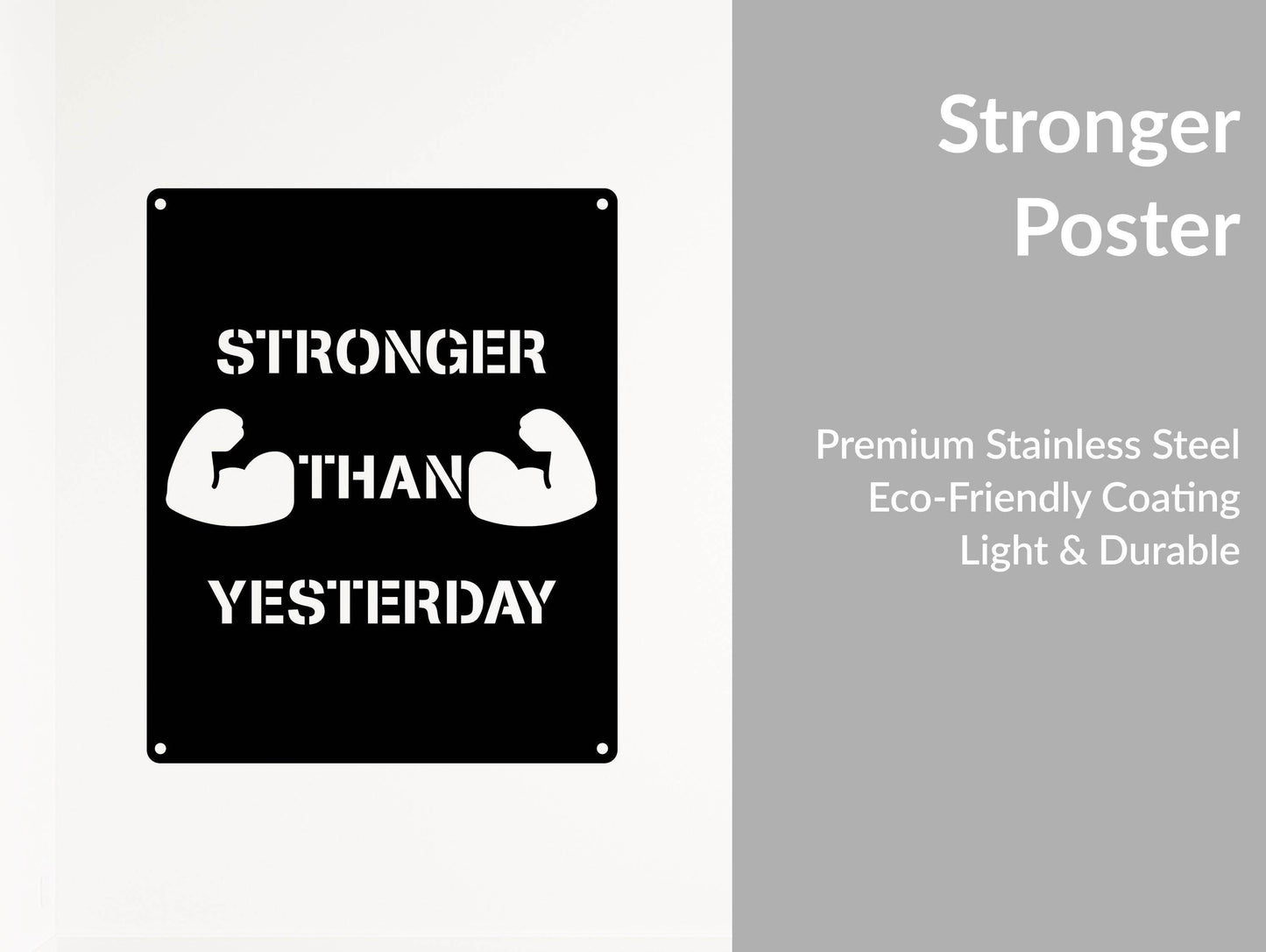 Stronger Than Yesterday Metal Gym Sign - Metal Art