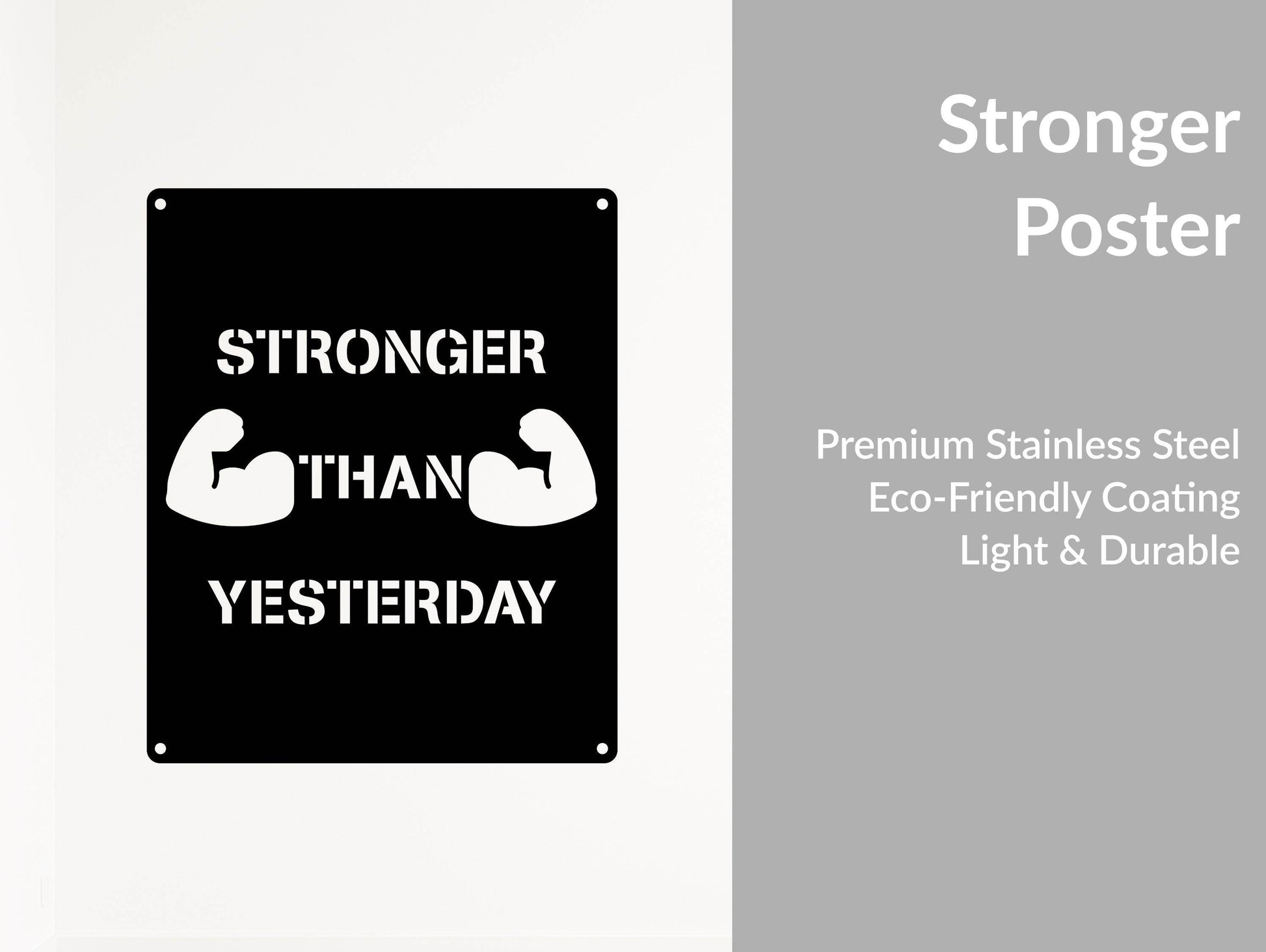 Stronger Than Yesterday Metal Gym Sign - Metal Art