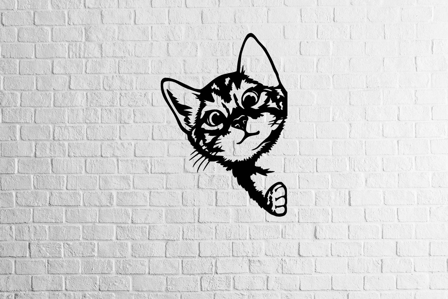 Cat Peeking Wall Art - Metal Art