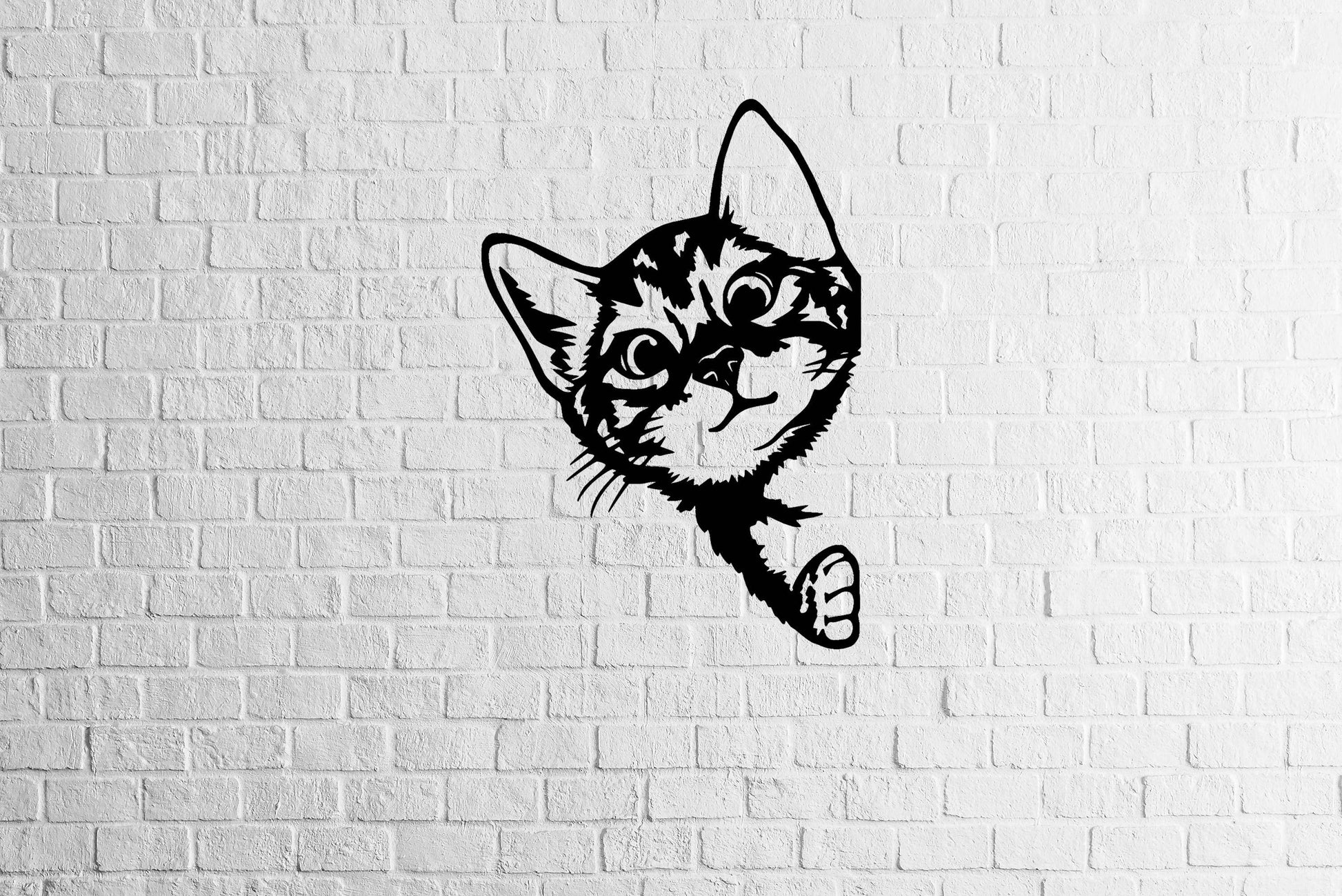Cat Peeking Wall Art - Metal Art