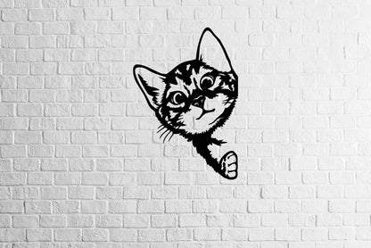 Cat Peeking Wall Art - Metal Art