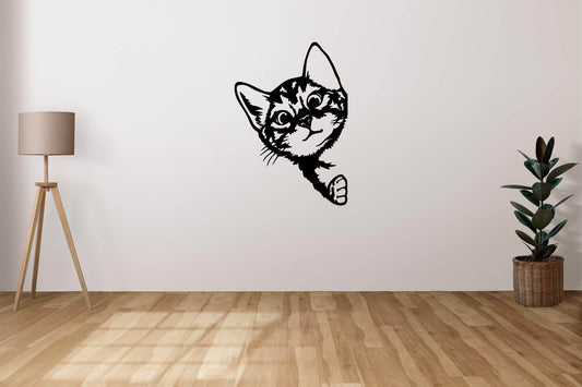 Cat Peeking Wall Art - Metal Art