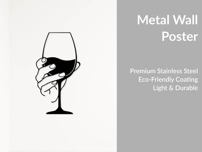 Wine Glass Metal Wall Decor - Metal Art