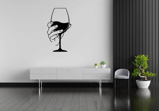 Wine Glass Metal Wall Decor - Metal Art