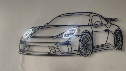 911 GT3  — Neon Metal Wall Art