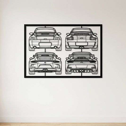 911 GT3 Mix Back Frame Silhouette - Metal Wall Art - lifestyle