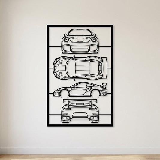 991 GT2 RS Frame Silhouette - Metal Wall Art - lifestyle