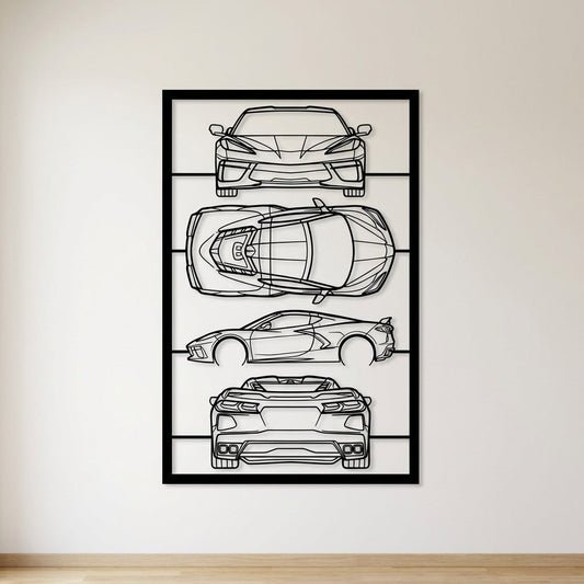 Corvette C8 Frame Silhouette - Metal Wall Art - lifestyle