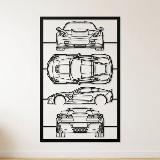 Corvette C7 Frame Silhouette - Metal Wall Art - lifestyle