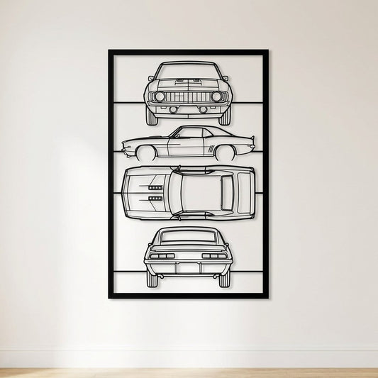 Camaro SS 1969 Frame Silhouette - Metal Wall Art - lifestyle